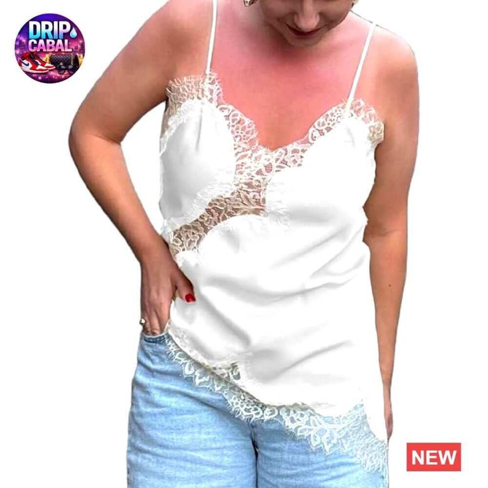 Satin Lace Trim Camisole Asymmetrical Tank Top Backless Y2K Going Out Top